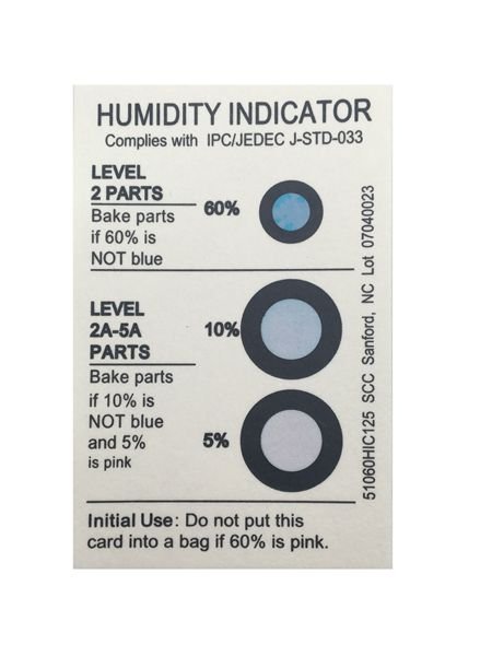Moisture Sensitive Components Dry Packing Humidity Indicator Card (HIC)